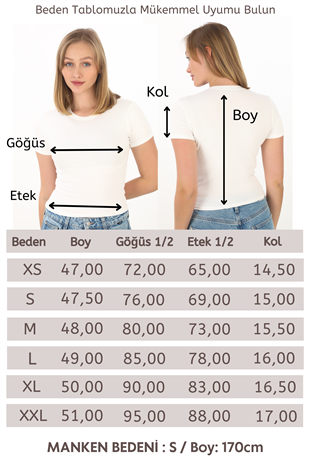 Crop Slim Fit Pamuk Likra Tişört-Ekru