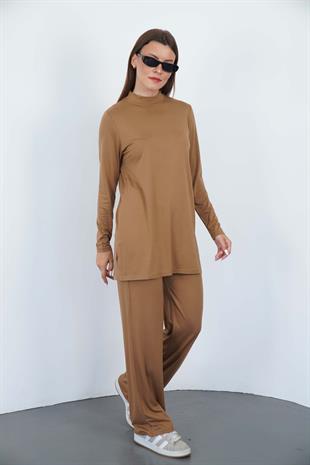 Viskon Tunik ve Pantolon Takım-Tarçın