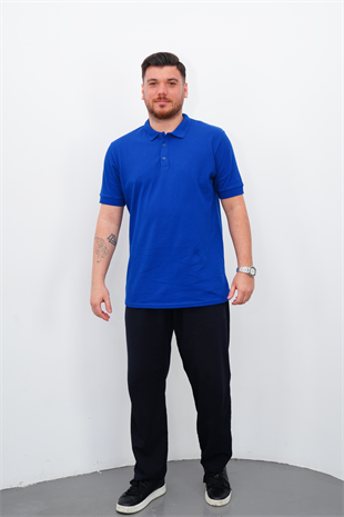 Polo Yaka Kısa Kol-Koyu Mavi
