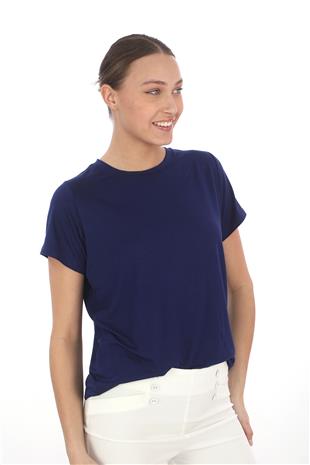 Viskon Dökümlü Tişört-Lacivert