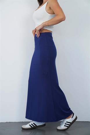 Nora Kadın Maxi Boy Astarlı Viskon Etek-Lacivert