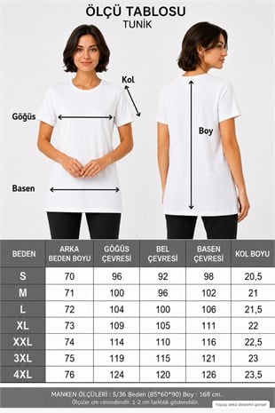 Soft Viskon Uzun Tunik-Siyah-Beyaz