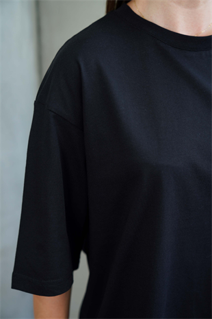 Kadın Oversize Tişört-Siyah
