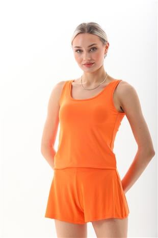 Extra Yumuşak Viskon Şort Home&Beach-Turuncu