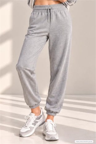 Kadın Günlük Stil Paçası Lastikli Regular Fit Eşofman Altı-Gri