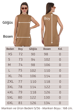 Viskon Kolsuz Tunik ve Etek Takım-Tarçın