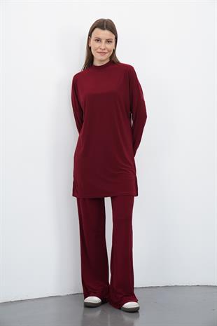 Sandy Pantolon&Tunik Takım-Bordo