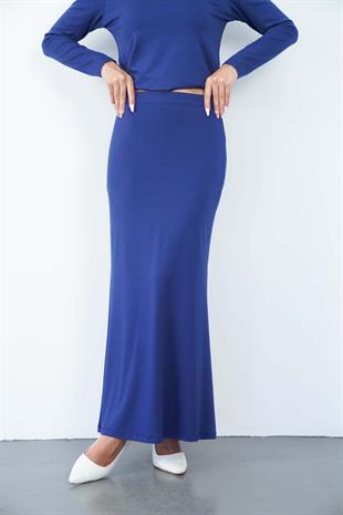 Viskon Tunik & Etek Takım-Lacivert