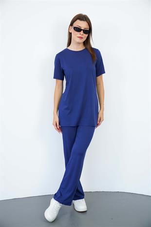 Soft Viskon Uzun Tunik-Lacivert