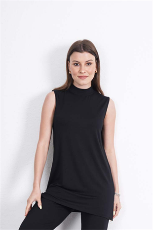 Viskon Kolsuz Tunik 2li Satış-Siyah-Beyaz