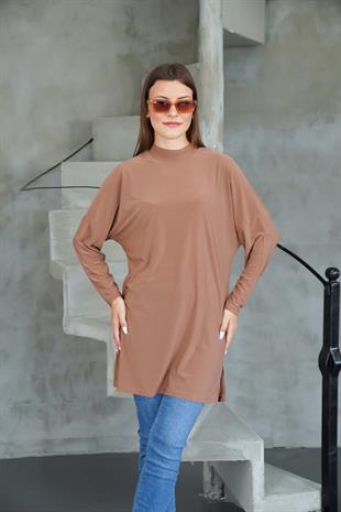 Tesettür Extra Uzun Tunik -Tarçın