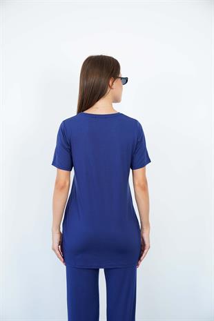 Soft Viskon Uzun Tunik-Lacivert