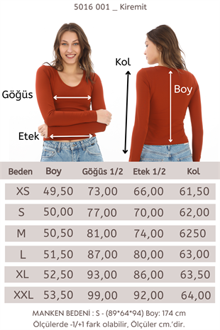 V Yaka Slim Fit Tişört-Kiremit