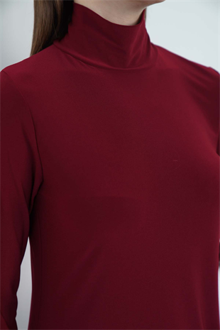 Dora Kadın Maxi Boy Balıkçı Yaka Sandy Elbise-Bordo