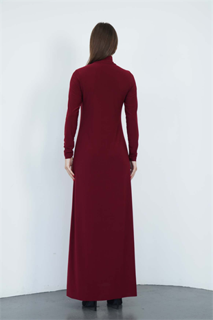 Dora Kadın Maxi Boy Balıkçı Yaka Sandy Elbise-Bordo