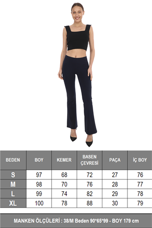 İspanyol Paça Tayt Pantolon-Lacivert