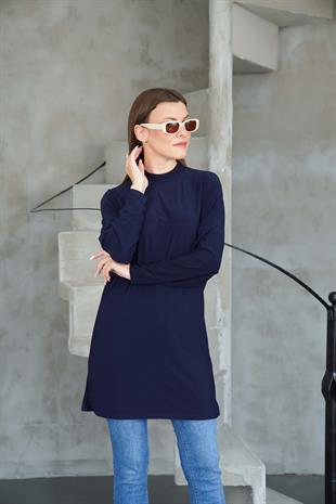 Tesettür Extra Uzun Tunik -Lacivert