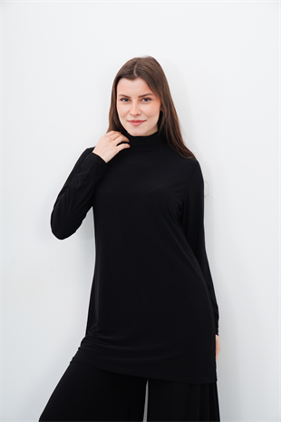 Dik Yaka Sandy Tunik-Siyah