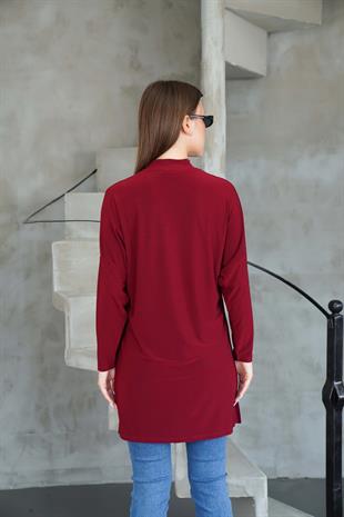 Tesettür Extra Uzun Tunik -Bordo