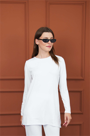 Kadın Viskon Full Likra Tunik 2li Paket-Siyah-Beyaz