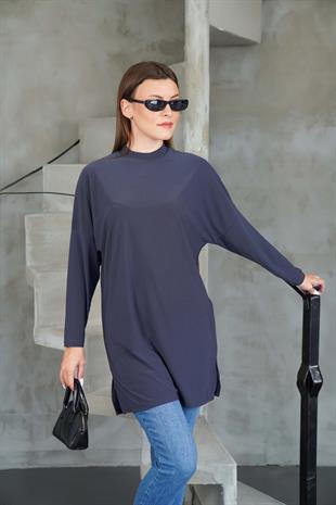 Tesettür Extra Uzun Tunik -Füme