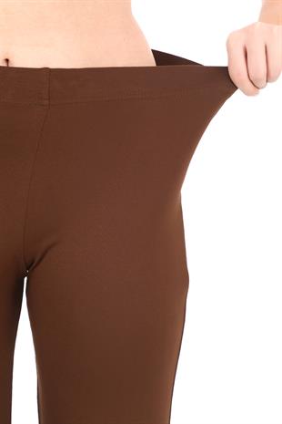 Kadın Viskon Tişört & Pantolon Takım-Kahverengi