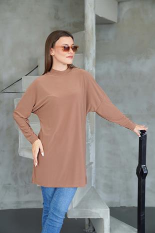 Tesettür Extra Uzun Tunik -Tarçın