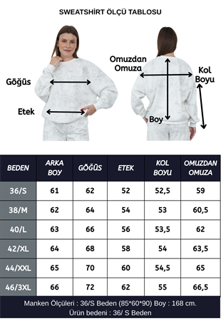 Valeria Kadın 3 İplik Şardonsuz Pamuk Oversize Bisiklet Yaka Sweatshirt-Ekru-Gri Baskılı
