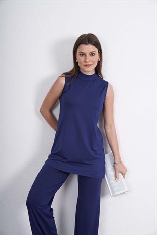 Viskon Kolsuz Tunik-Lacivert