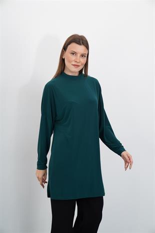 Tesettür Extra Uzun Tunik-Zümrüt Yeşil