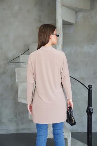 Tesettür Extra Uzun Tunik -Bej