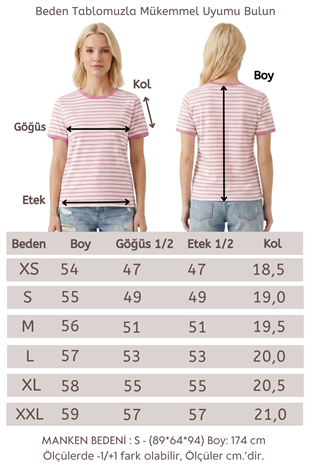Kadın Çizgili Oysho Tişört-Çizgili Pembe