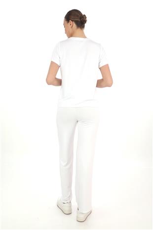 Tişört & Pantolon Takım-Beyaz