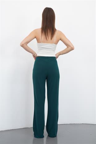 Nira Kadın Maxi Boy İspanyol Paça Sandy Pantolon-Zümrüt Yeşil