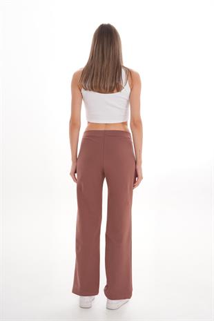 Pamuk 2 İplik likra Eşofman Alt-Açık Kahve