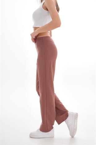 Pamuk 2 İplik likra Eşofman Alt-Açık Kahve