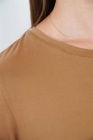 Kadın Viskon Full Likra Tunik-Tarçın