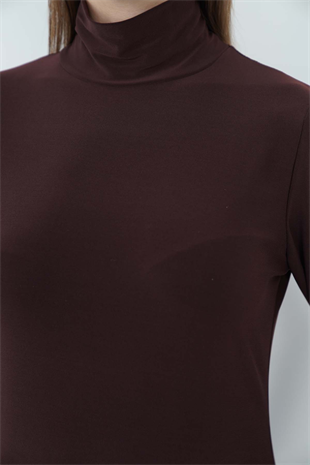 Dora Kadın Maxi Boy Balıkçı Yaka Sandy Elbise-Kahverengi