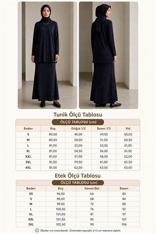 Simli Tunik & Etek Takım-Siyah