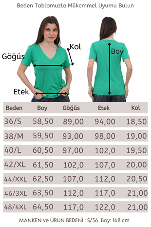 Viskon Dökümlü Tişört-Yeşil