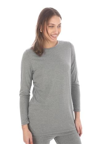Kadın Viskon Full Likra Tunik-Gri Melanj