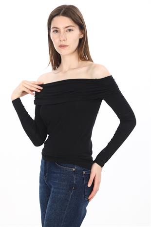 Madonna Yaka Bluz-Siyah