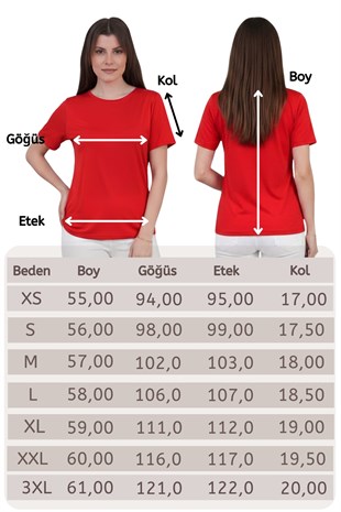 Viskon Dökümlü Tişört-Kırmızı