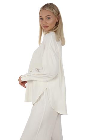 Flosh Viskon Oversize Gömlek-Krem