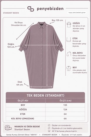 Kadın Sandy Tesettür Gömlek Elbise Abaya-Vizon