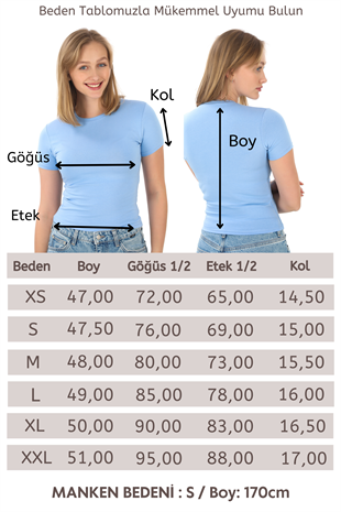 Crop Slim Fit Pamuk Likra Tişört-Mavi