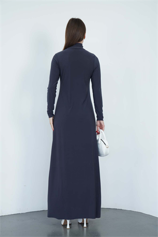 Dora Kadın Maxi Boy Balıkçı Yaka Sandy Elbise-Füme