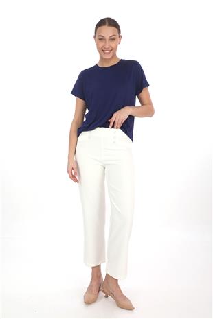 Viskon Dökümlü Tişört-Lacivert