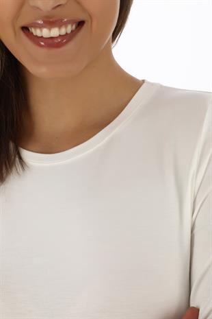 Kadın Rahat ve Şık Viskon Tunik-Krem