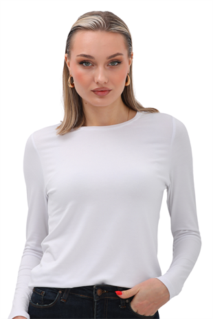 Kadın Modal  Tişört-Beyaz